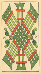 10 tarot wands reversed