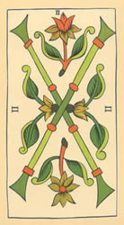 2 tarot wands reversed