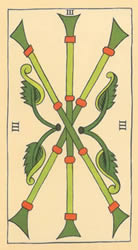 3 tarot wands reversed