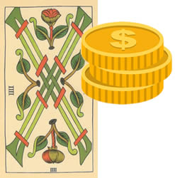 4 tarot wands money