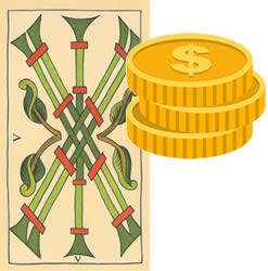 5 tarot wands money