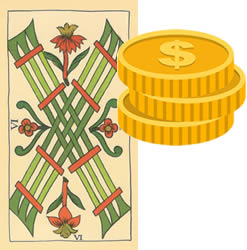 6 tarot wands money
