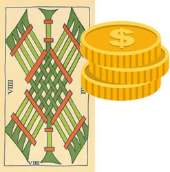 9 tarot wands money