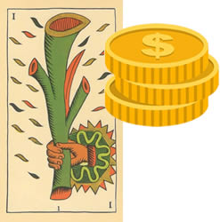 ace tarot wands money