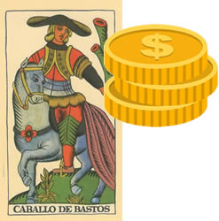 horse tarot wands money
