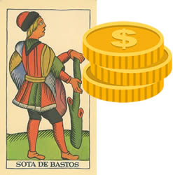 jack tarot wands money