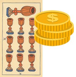 10 tarot cups money