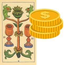 2 tarot cups money
