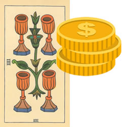 4 tarot cups money