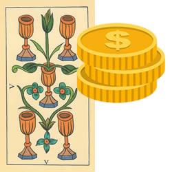 5 tarot cups money