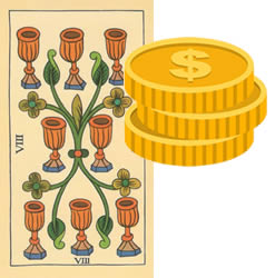 8 tarot cups money