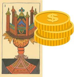 ace tarot cups money