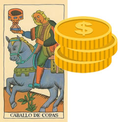 horse tarot cups money