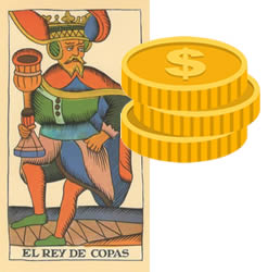 king tarot cups money